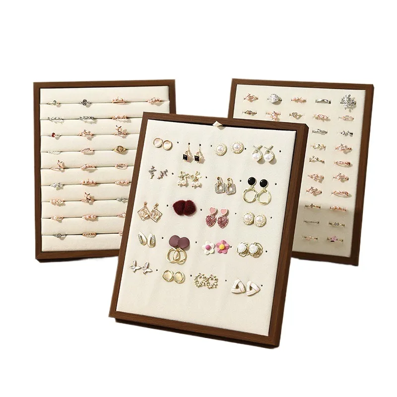 Solid Wood Black Walnut Vertical Ring Earrings Display Stand Earrings Jewelry Trinket Hanging Rack Earrings Storage Rack