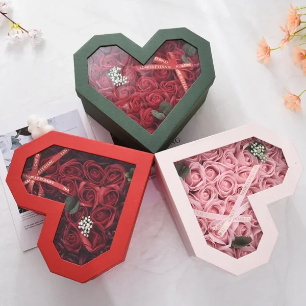 Wholesale Polygon Heart-Shaped Transparent Gift Package with Window-Type Holes Rose Lipstick Love Box