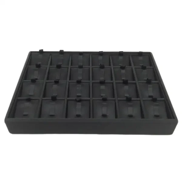 Spot Black Brushed PU Leather Ring Tray Jewelry Display Tray for Rings - Image 3