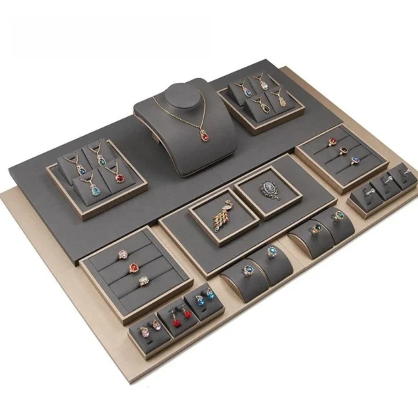 Wholesale New Design PU Leather  Personizedluxury Jewelry Display Stand Sets Jewelry Display for Retail Shop - Image 4