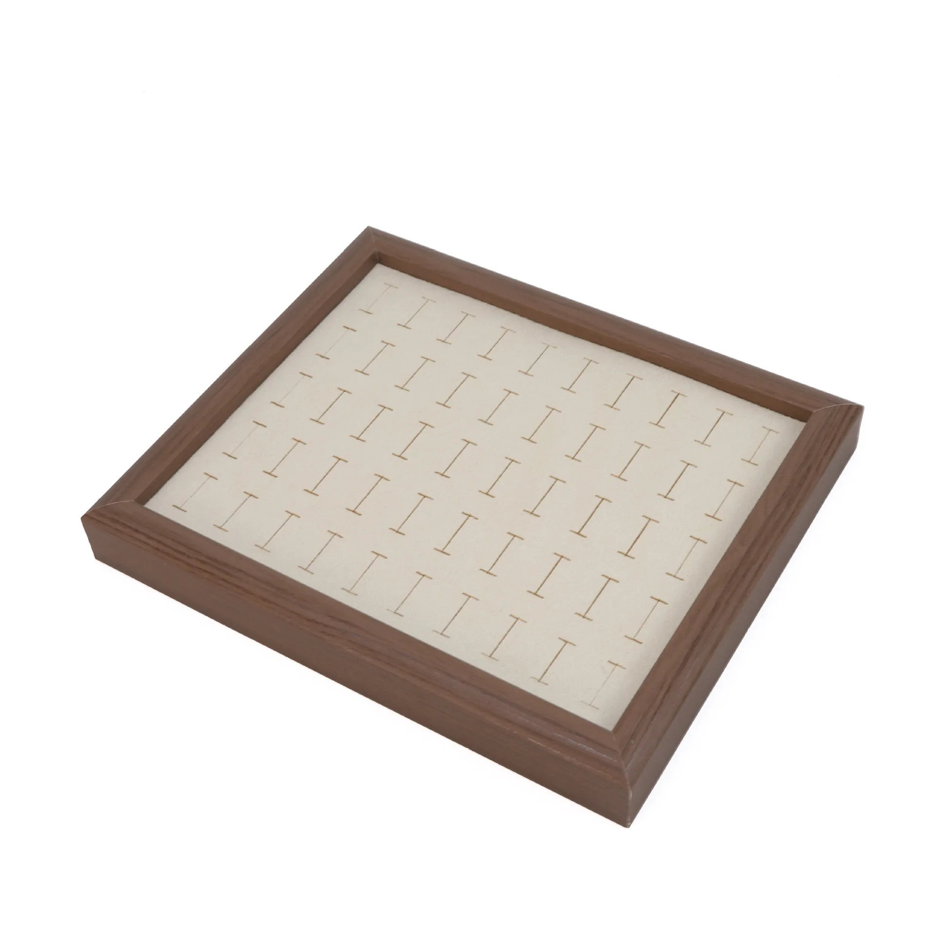 Walnut-Colored 50-Bit Flannel Tray for Ring Ear Studs Display Jewelry Rack Tray - Image 6