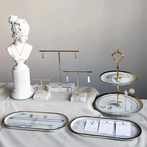 Earrings Display Stand Vertical High-end Stall Ins Style Nordic Ceramic Jewelry Dish Ornament Rack - Image 3