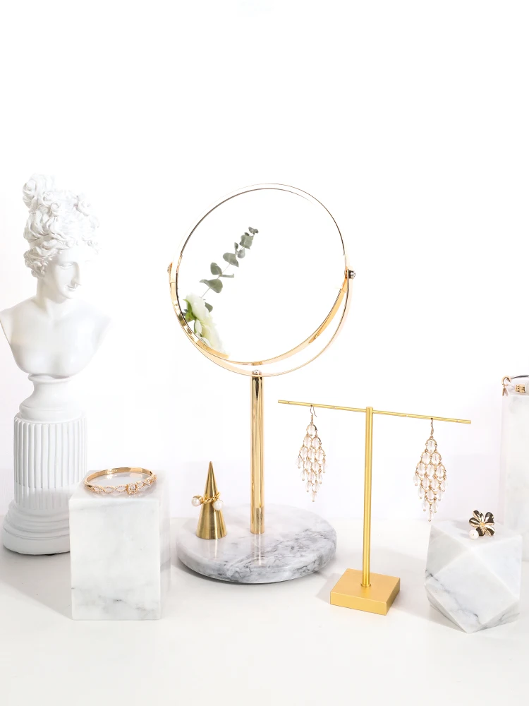 Earrings Necklace Bracelet Show case Marble Ornament Exhibition Suit Round Base Jewelry Display Tray - Image 4