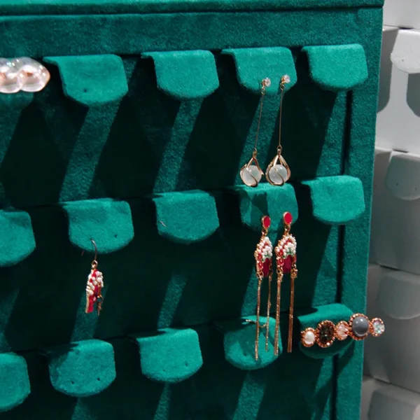 Green Velvet  Rotating Display Stand for Earrings and Jewelry Display - Image 4