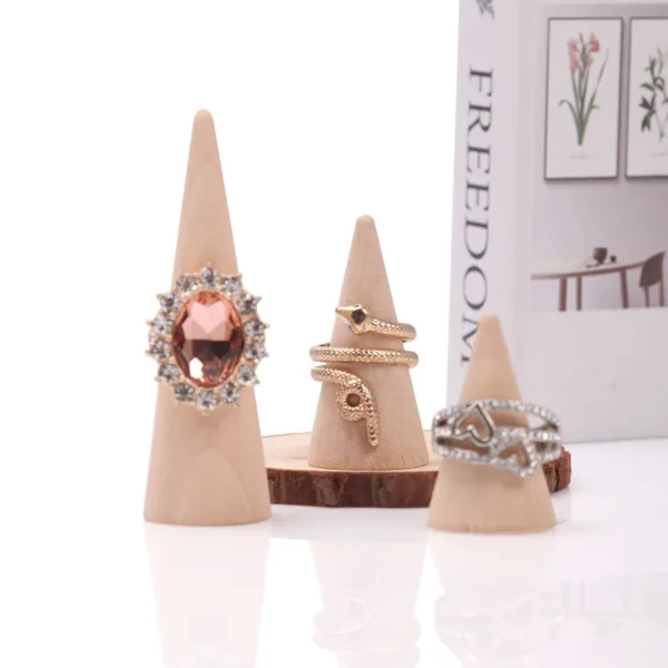 Solid Wood Cone Ring Display Stand - Image 4