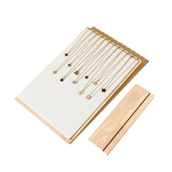 White Velvet Solid Wood Necklace Display Boards Necklace Jewelry Stand Sweater Chain Necklace Jewelry Display Stand - Image 4