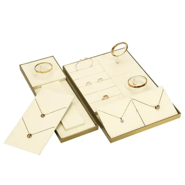 Beige High Necklace Ring Earrings Jewelry Display Props Set Display Jewelry Display Stand - Image 5