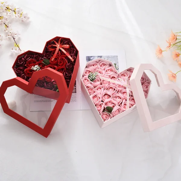 Wholesale Polygon Heart-Shaped Transparent Gift Package with Window-Type Holes Rose Lipstick Love Box - Image 2