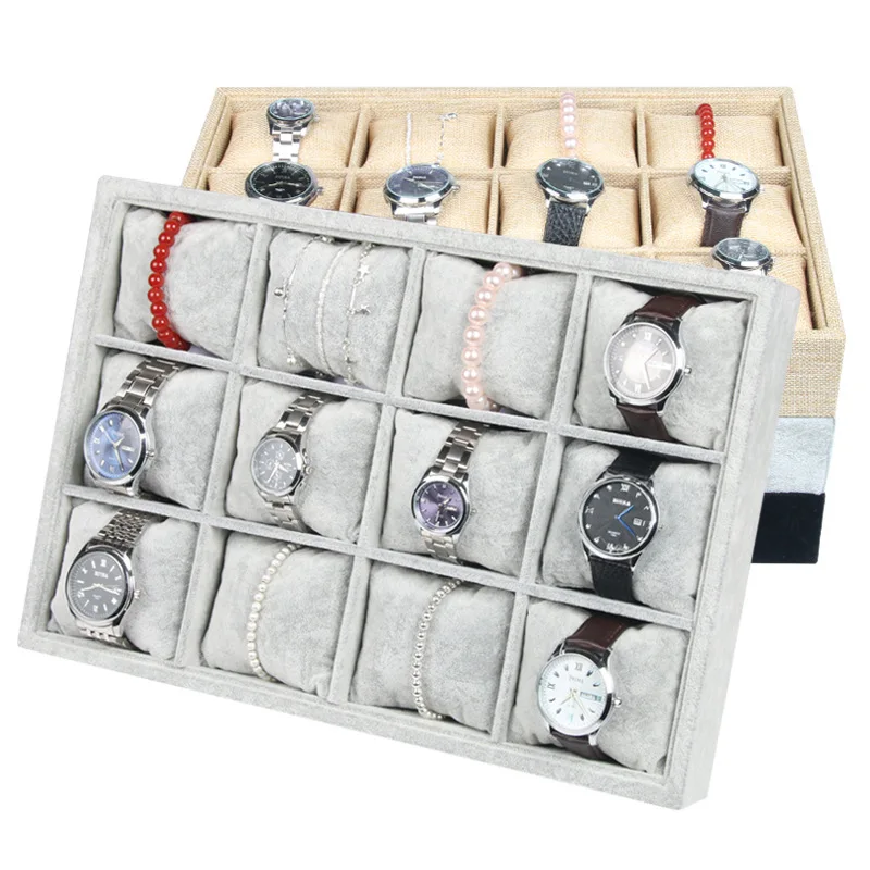 Velvet 12grids Watch Bracelet Display Tray Bracelet Watch Display Tray