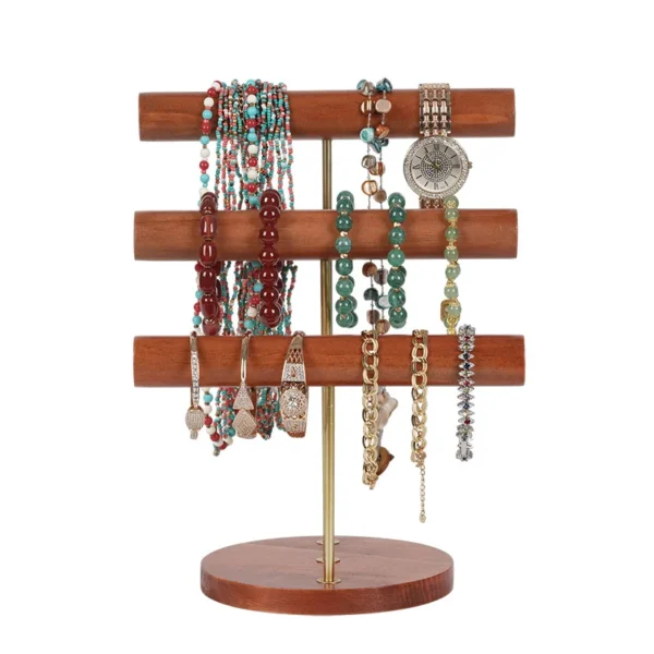 Solid Wood Ironwork T-Bar Bracelet Jewelry Displays Stands Watch Display Rack Holder - Image 6