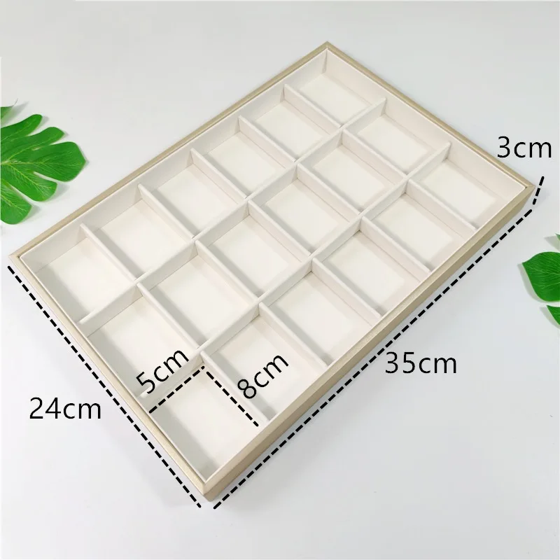 Brushed Leather 18-slot Display Plate Brooch Jade Grids Storage Tray Jewelry Plate Necklace Earrings Display Plate - Image 6
