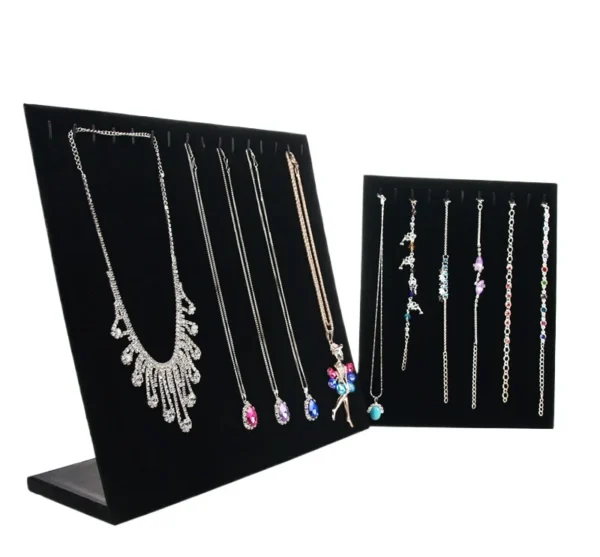 Wholesale Velvet L-shaped Necklace Display Bracelet Display Board Rack Black Gray Jewelry Display Stand - Image 6