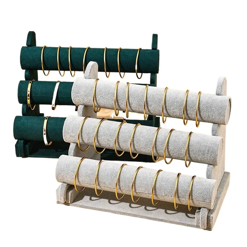 Flannel Black Gray Three-layer Bracelet Props Display Stand Bracelet Jewelry Storage Hanger Watch Stand Display Stand - Image 2