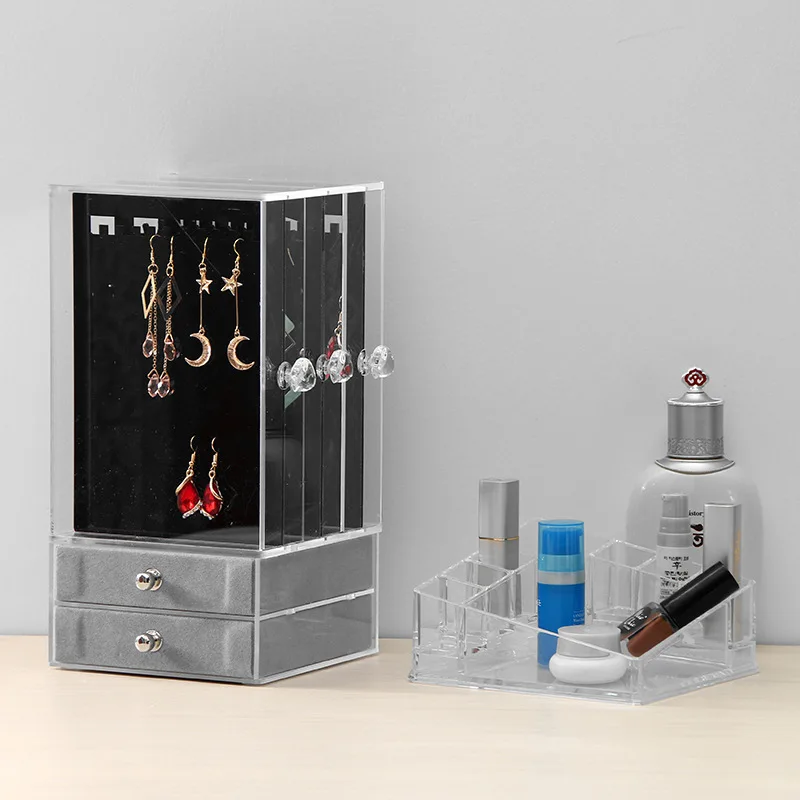 Large-capacity Jewelry Earring Storage Rack Transparent Acrylic Drawer Stud Earrings Dustproof Holder - Image 2