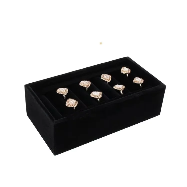 Small Velvet Black 8-card Slot Ring Tray Earrings Ring Tray Storage Box Jewelry Counter Display Tray