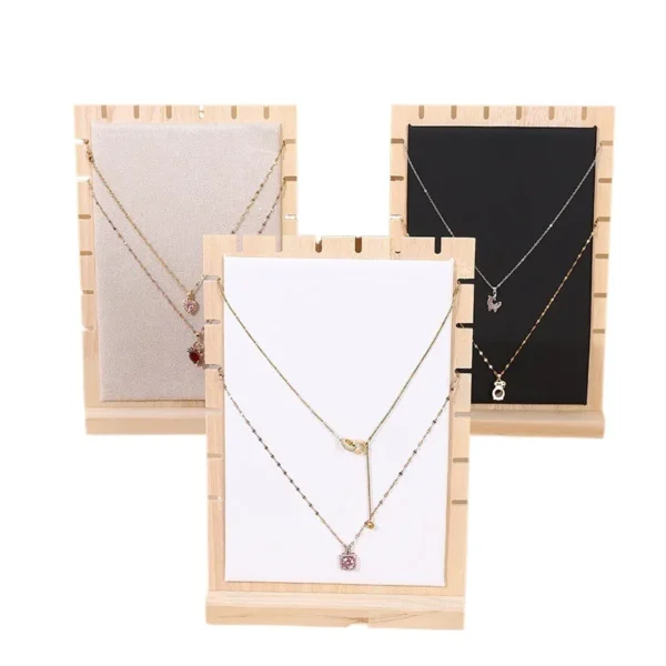 Casual Velvet Solid Wood Black White Jewelry Necklace Display Stand - Image 2