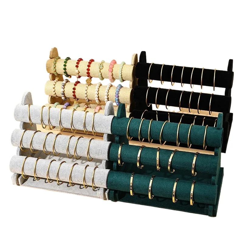 Flannel Black Gray Three-layer Bracelet Props Display Stand Bracelet Jewelry Storage Hanger Watch Stand Display Stand