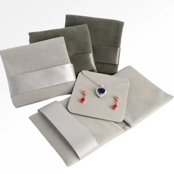 Custom Printed Buddha Beads Velvet Jewelry Pouch with Ribbon for Packaging and Storage of Your Precious Jewellery Items - Image 2