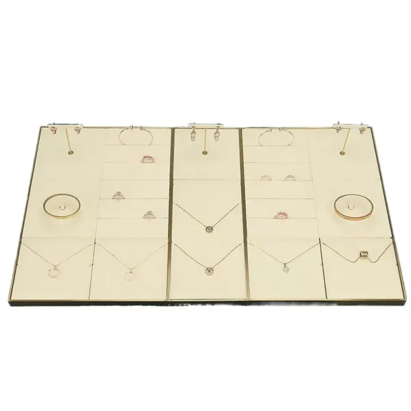 Beige High Necklace Ring Earrings Jewelry Display Props Set Display Jewelry Display Stand - Image 2