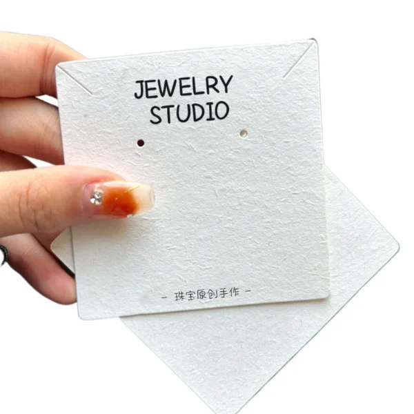 Customized Vanilla Paper Jewelry Card Earring Display Gold-stamped Necklace Hair Ring Packaging - Image 2