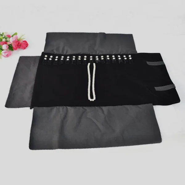 Black Velvet Necklace Display Jewelry Storage Bag Convenience Travel Roll - Image 6