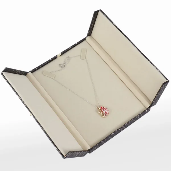 Custom PU Simple Folio square High-end Small Custom Leather Paper Jewelry Box - Image 2