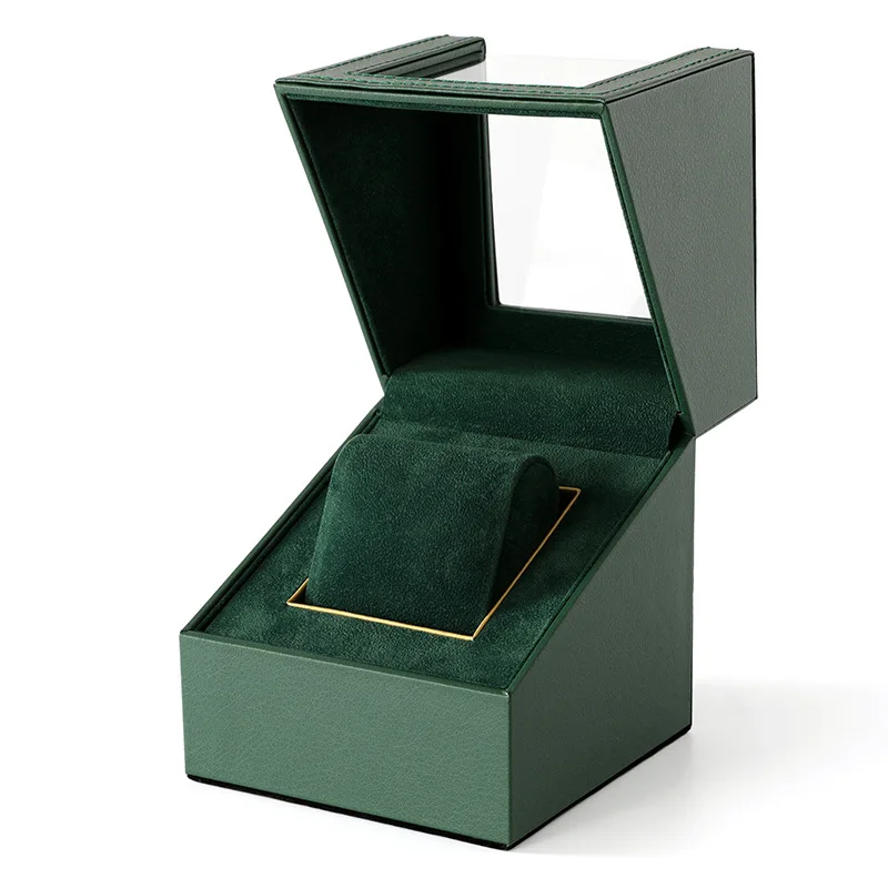 Luxury Customized Logo Watch Men's Packing Box PU Leather Acrylic Window Flip Storage Watch Box - Image 6