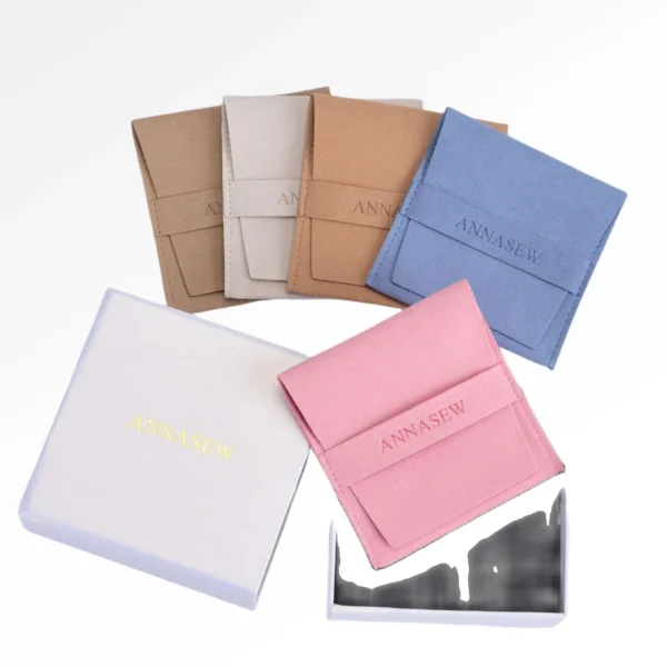 Luxury Microfiber Envelope Flap Bag with Custom Logo Exclusive Jewelry Packaging for Rings Earrings Bracelets - Image 2