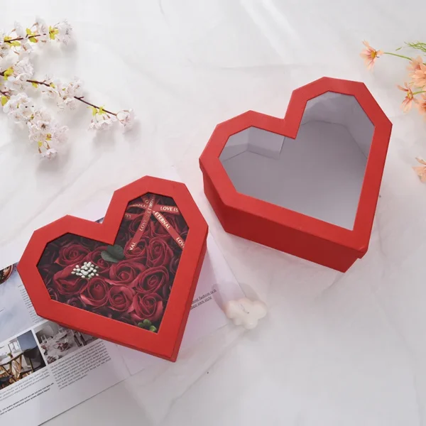 Wholesale Polygon Heart-Shaped Transparent Gift Package with Window-Type Holes Rose Lipstick Love Box - Image 6
