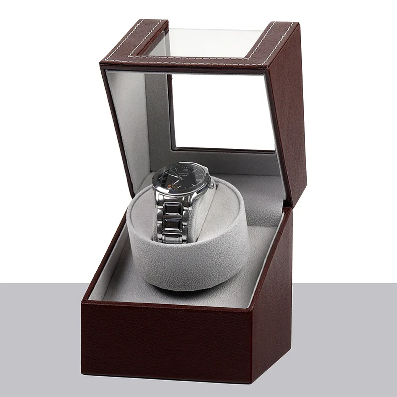 Luxury Black Pu Leather Watch Storage Box Automatic Silent Rotate Watch Winder - Image 3