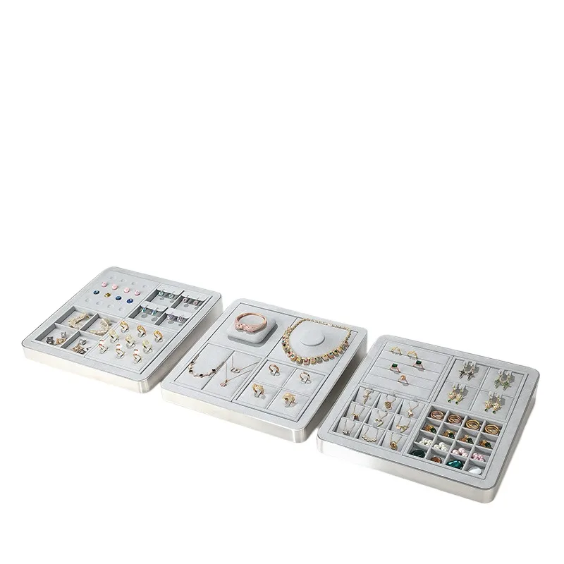 Jewelry Display Ring Bracelet Necklace Display Storage Tray Jewelry Display Stand Gray - Image 6