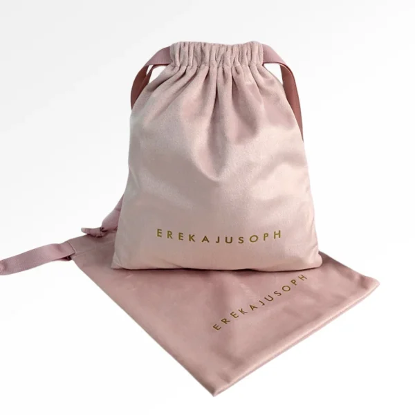Custom  Logo Drawstring Bag Lingerie Jewelry Wedding Gift Bag Pink Flannel Cosmetic Bag - Image 3