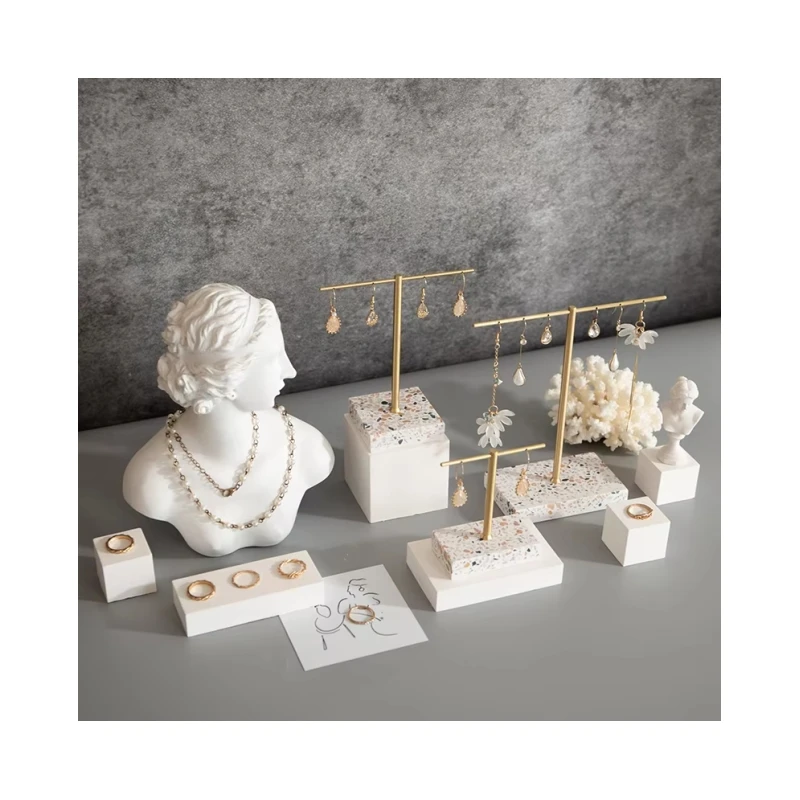 T-shaped Stone Metal Earrings Rack Display Rack Earrings Jewelry Display Stand Jewelry Shop Display Storage Shooting