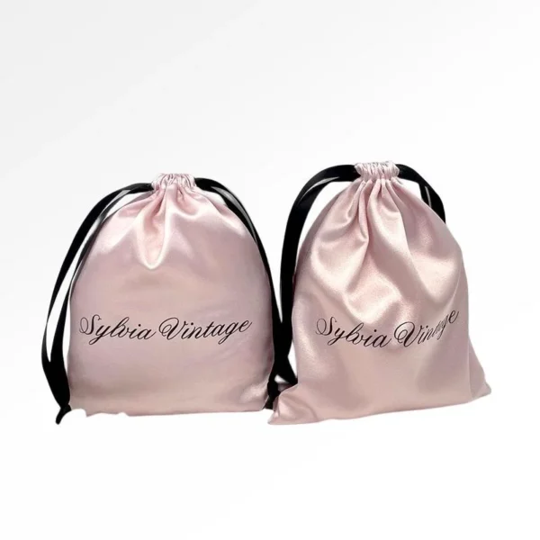 Custom Pink Silk Satin Velvet Bag Drawstring Jewelry Bag for Earrings Necklace Bracelet - Image 3