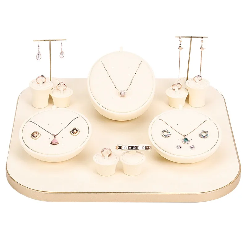 Custom Logo Microfiber Ring Earring Necklace Pendant Jewelry Display Jewellery Display Stand