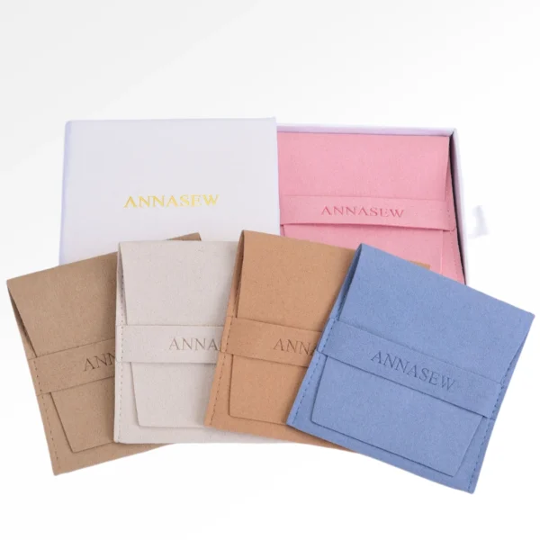 Luxury Microfiber Envelope Flap Bag with Custom Logo Exclusive Jewelry Packaging for Rings Earrings Bracelets - Image 6