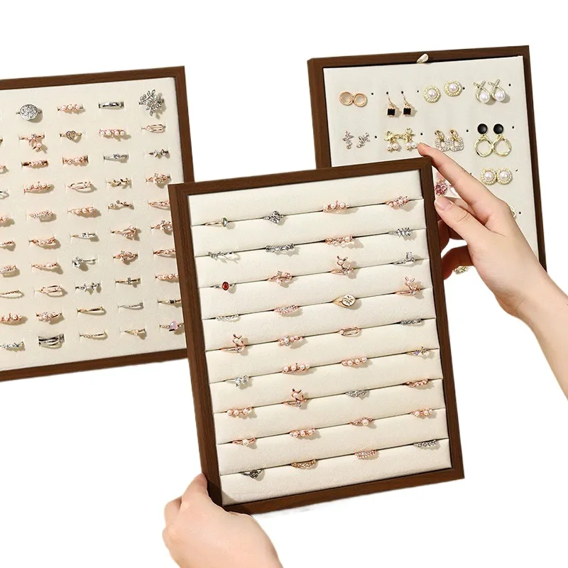 Solid Wood Black Walnut Vertical Ring Earrings Display Stand Earrings Jewelry Trinket Hanging Rack Earrings Storage Rack - Image 2