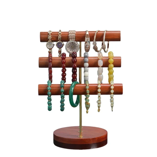 Solid Wood Ironwork T-Bar Bracelet Jewelry Displays Stands Watch Display Rack Holder - Image 5