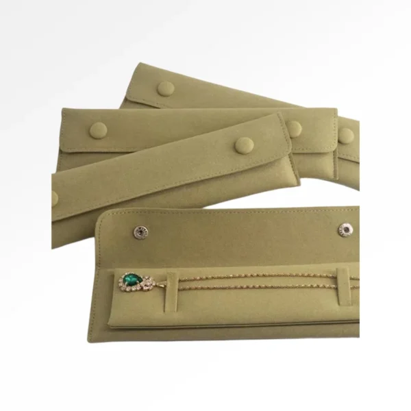 Customized VC Color Microfiber  Jewelry Storage Bag  Snap Closure Cloth Packaging Necklace Pendant Bracelet Bag