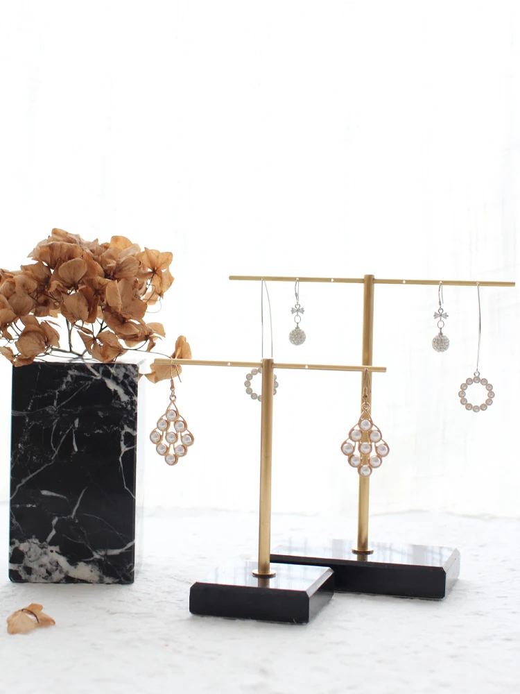 Jewelry Stand White Marble Hole T-shaped Earrings Jewelry Rack Display Stand - Image 3