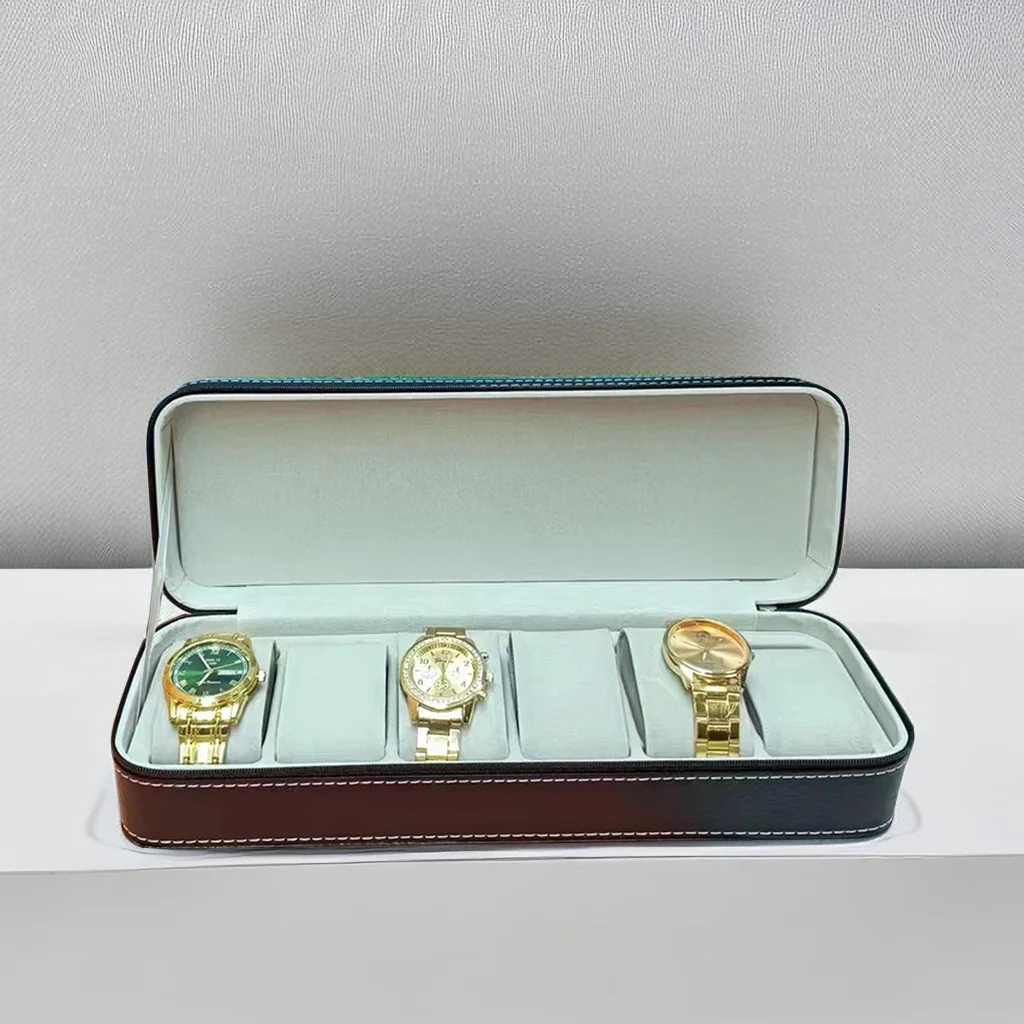 Custom Logo12 Slots Storage Roll up Genuine Leather Watch Gift Boxes Travel Watch Case for Wrist Watch