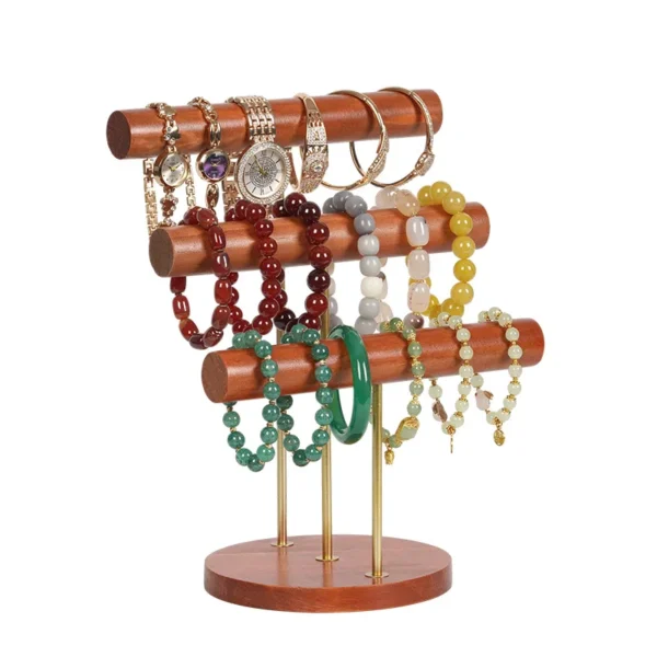 Solid Wood Ironwork T-Bar Bracelet Jewelry Displays Stands Watch Display Rack Holder - Image 4