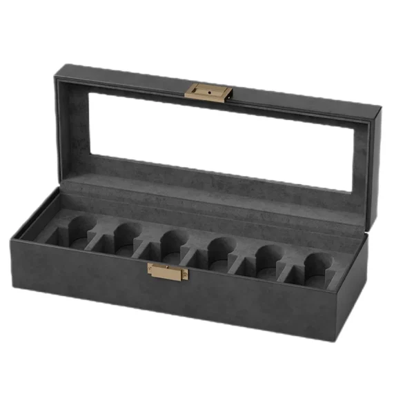 High-End Wooden & Bamboo Perfume Storage Box Skylight Display with 6 Bottles for Gift or Home Use