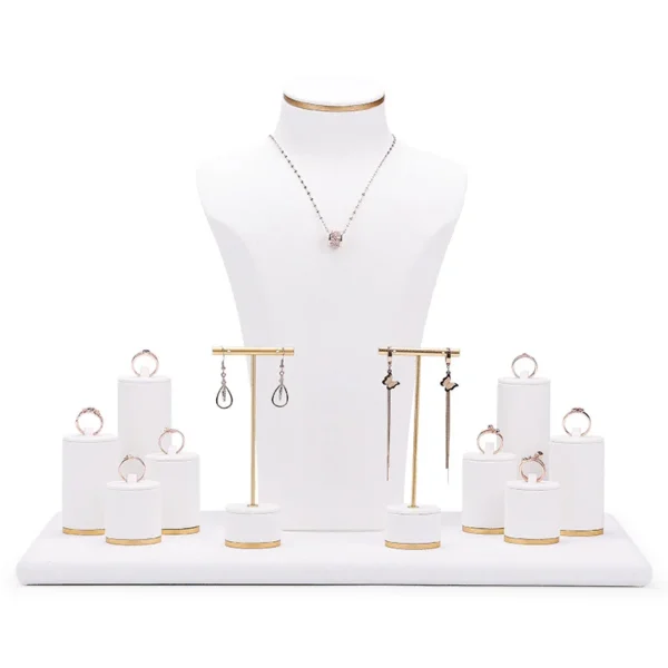 White Window Display Props Super Fiber Ring Necklace Display Stand Jewelry Display Set