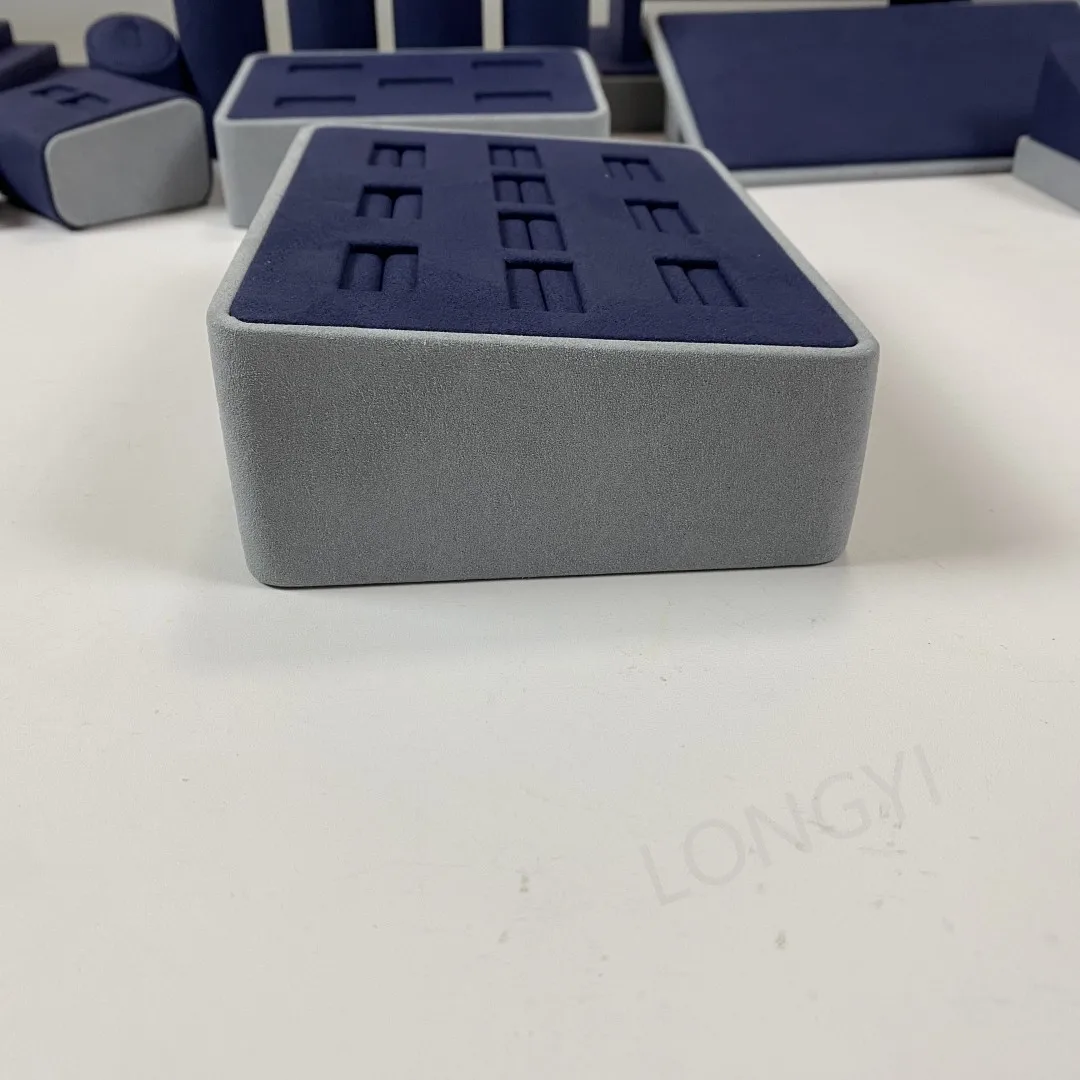 Custom 10-card Ring Display Tray Blue Microfiber Ring Rack Jewelry Store Display - Image 3
