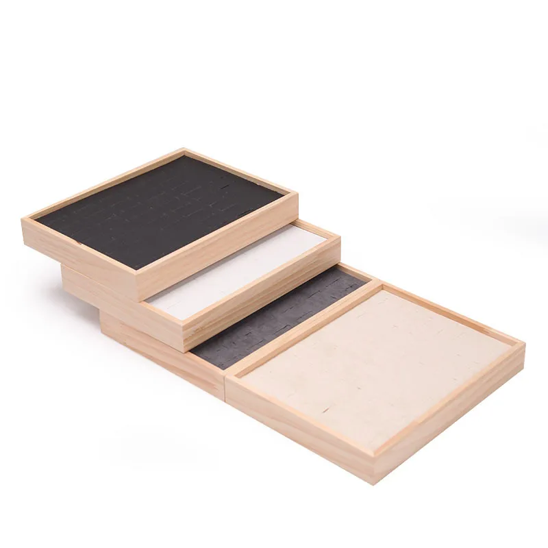 48slot Solid Wood Small Ring Display Plate Earrings Ring Viewing Box Jewelry Tray - Image 2