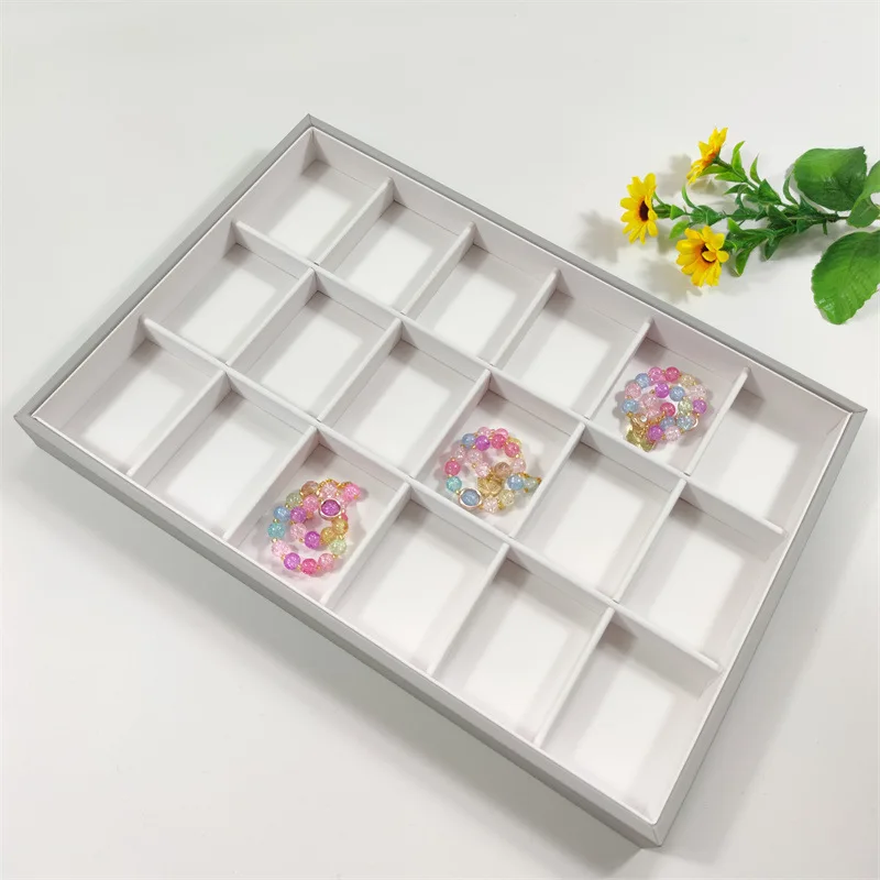 Brushed Leather 18-slot Display Plate Brooch Jade Grids Storage Tray Jewelry Plate Necklace Earrings Display Plate - Image 5