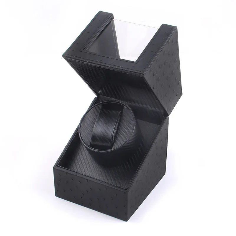 Luxury Black Pu Leather Watch Storage Box Automatic Silent Rotate Watch Winder - Image 4
