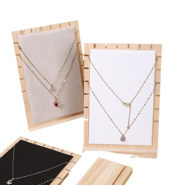 Casual Velvet Solid Wood Black White Jewelry Necklace Display Stand - Image 3