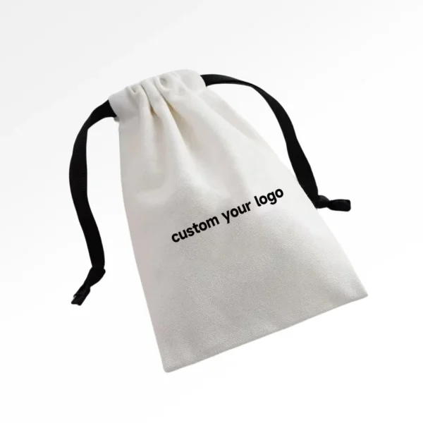 8*10 cm Beige Medium Cotton Canvas Drawstring Pouch Gift Jewelry Packaging Bags - Image 4